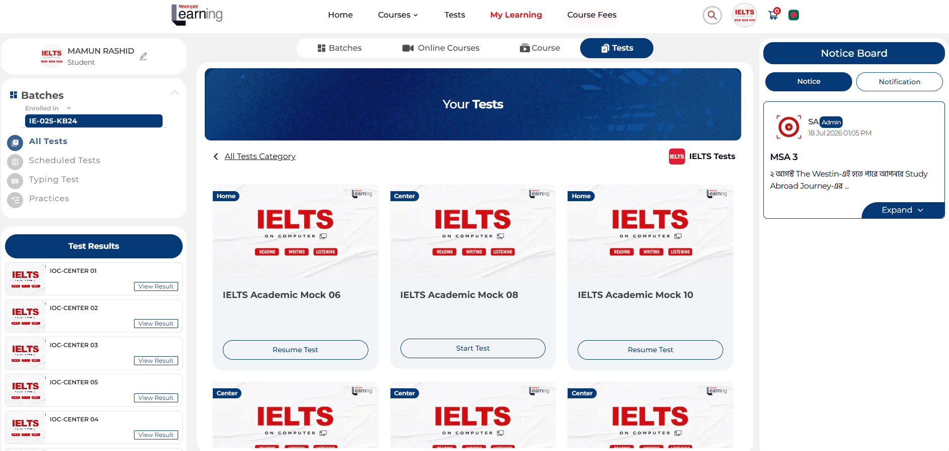 Mentors Learning — IELTS Mock Tests