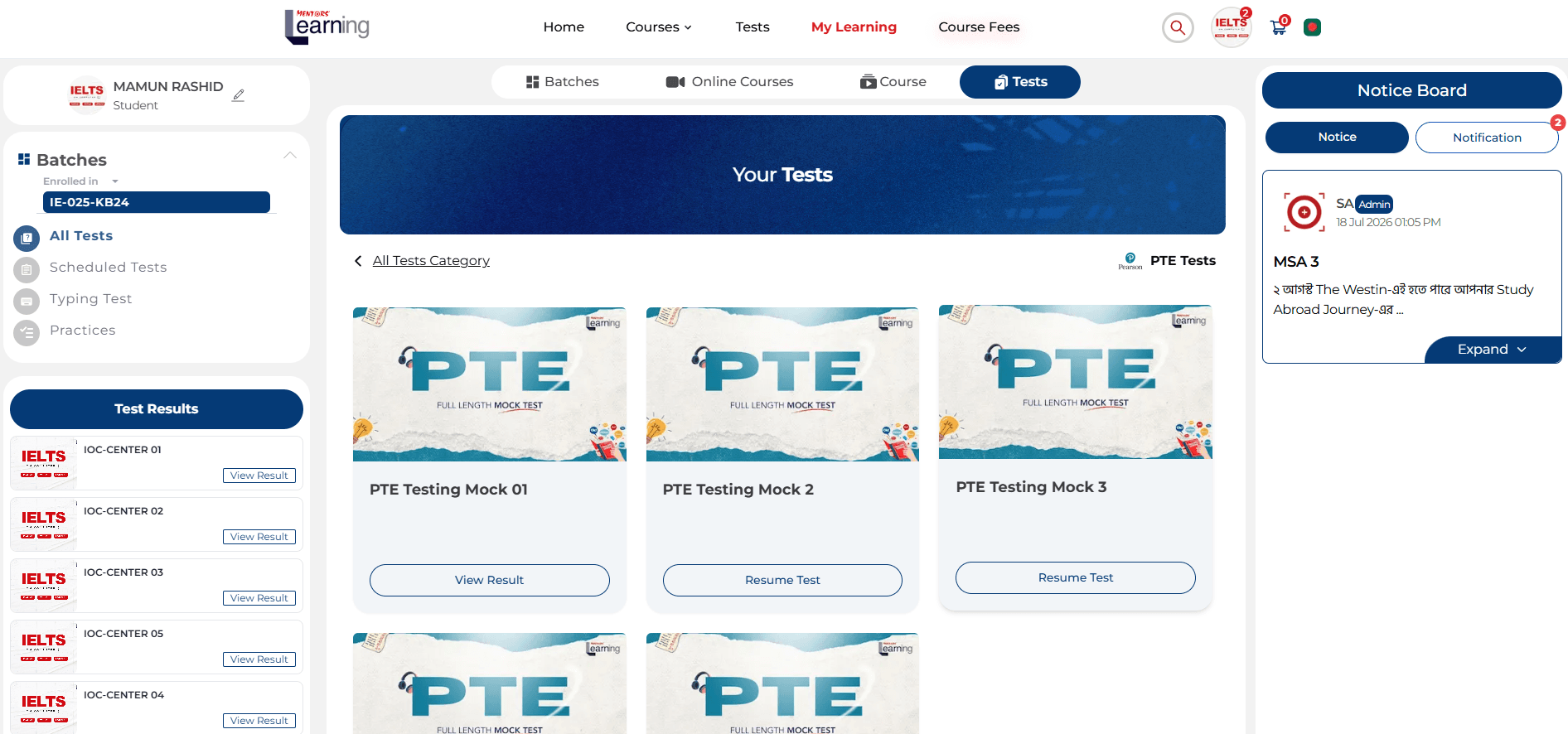 Mentors Learning — PTE Mock Tests